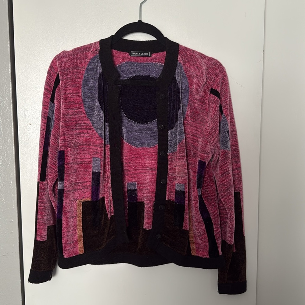 Giorgio Armani Pink and Black Cardigan Sweater